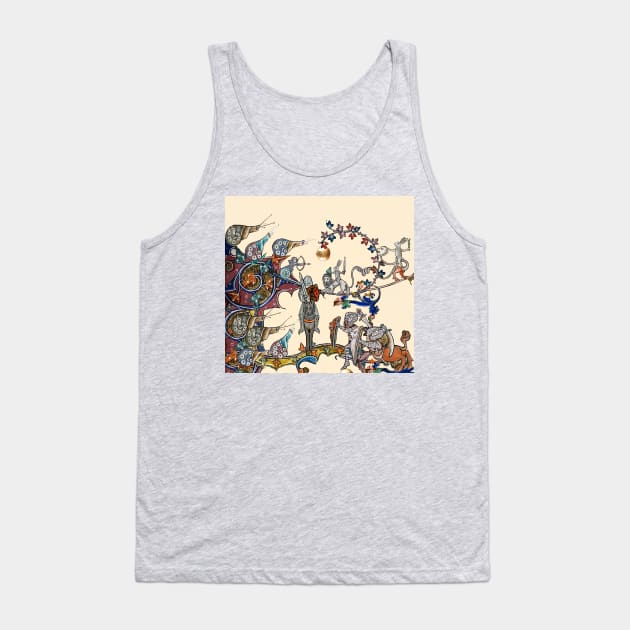 WEIRD MEDIEVAL BESTIARY  WAR, KNIGHTS AND KILLER RABBITS FIGHTING WITH GIANT SNAILS Tank Top by BulganLumini